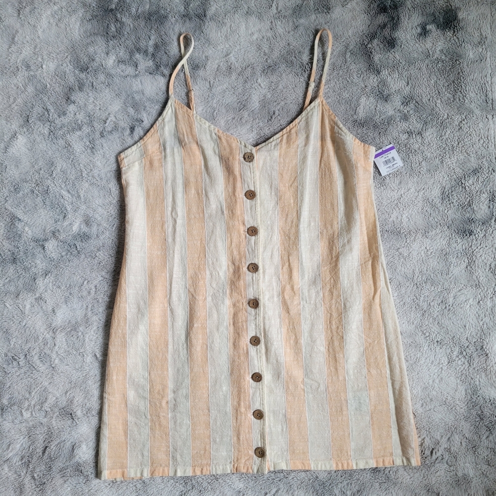NWOT Rip Curl Havana Striped Linen Blend Mini Button-Down Sundress Relax… - Picture 2 of 10